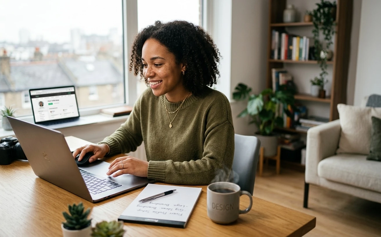 Professional freelancer profile being created online